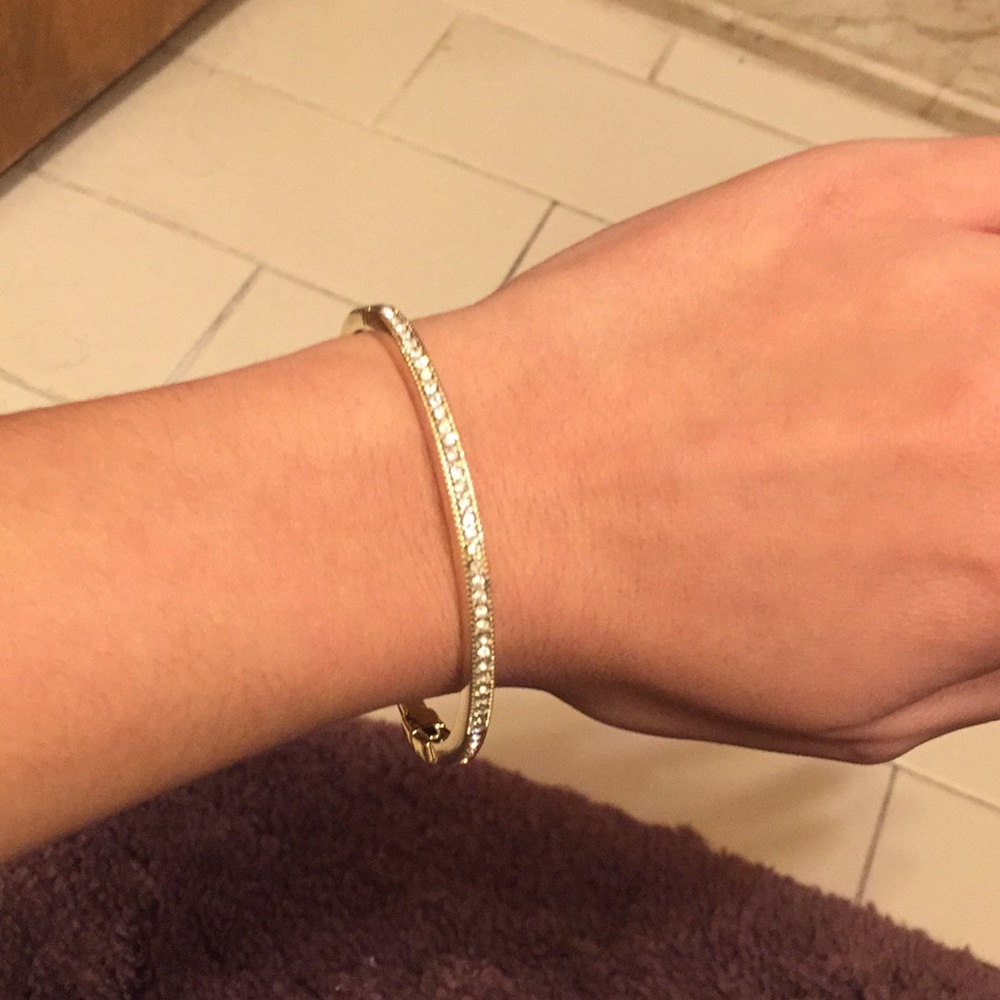 Gold bracelet with rhinestones